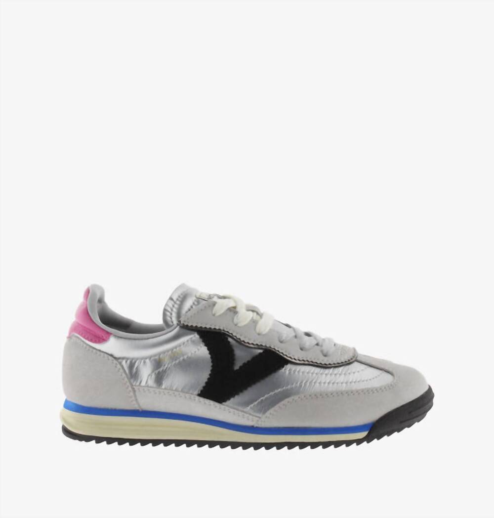 NEW VICTORIA women's saturn metal sneakers in silver